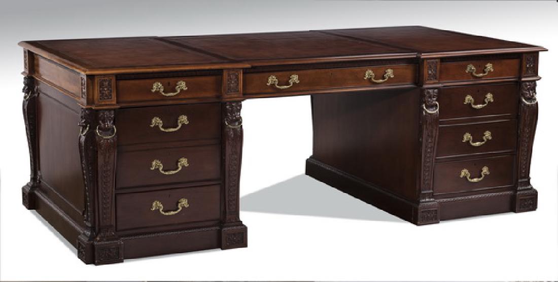 Baker Furniture mahogany executive partners' desk (1 of 7)