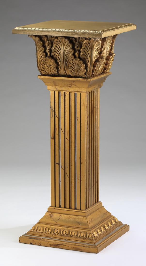 Gilded Corinthian style pedestal, 41"h (1 of 2)