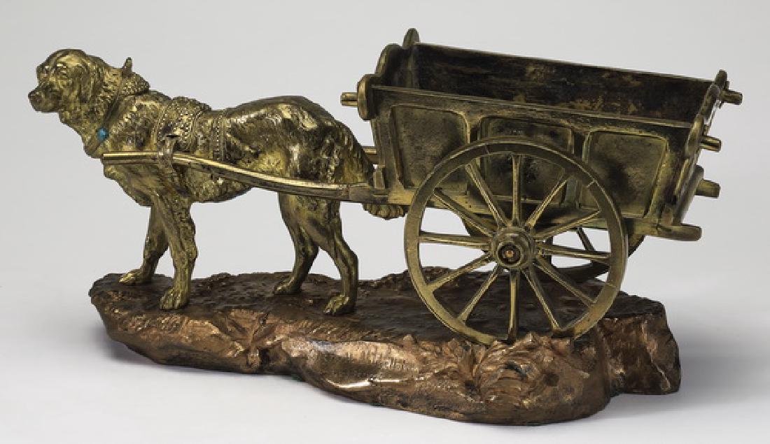After Bayre bronze sculpture Belgian milk cart 18"l (1 of 4)