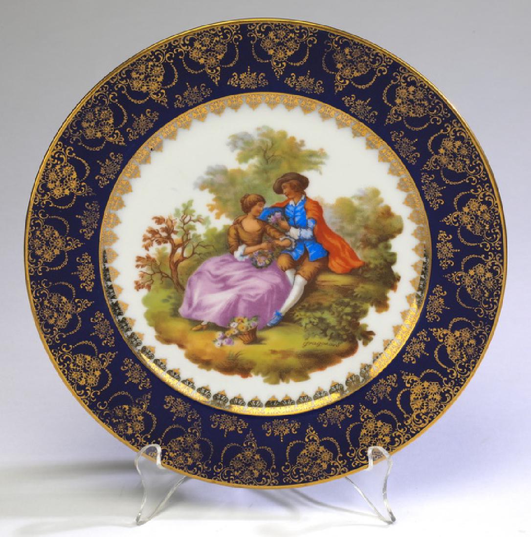 Limoges porcelain plate with Fragonard design, 10"dia (1 of 4)