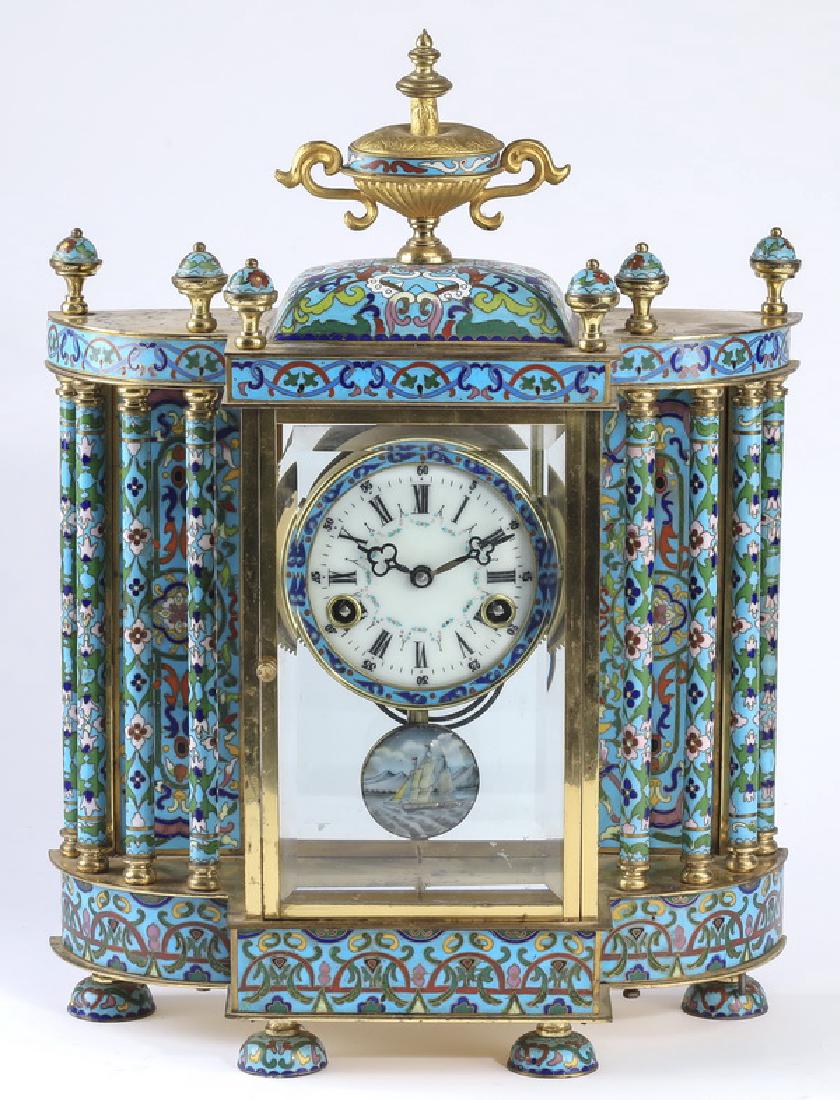 French Chinoiserie style cloissone mantel clock (1 of 4)