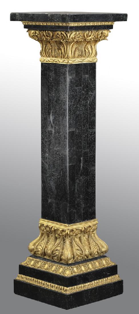 Oversized marble pedestal w/ gilt accents, 53"h (1 of 4)