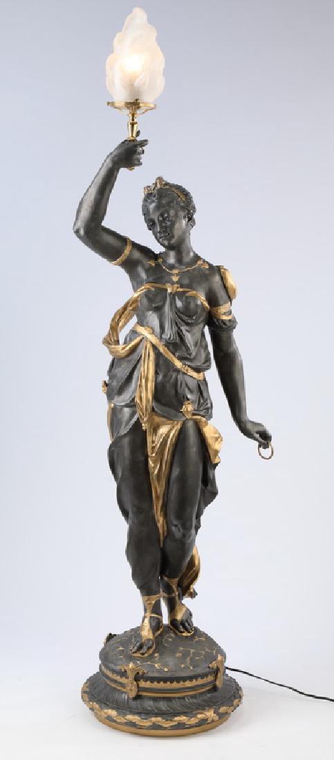 American figural bronze newel post lamp, 57"h (1 of 5)