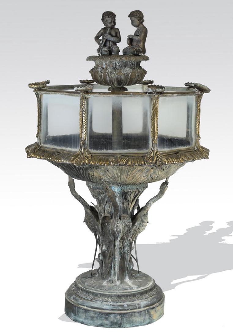 Manner of JW Fiske figural bronze aquarium, 70"h (1 of 7)