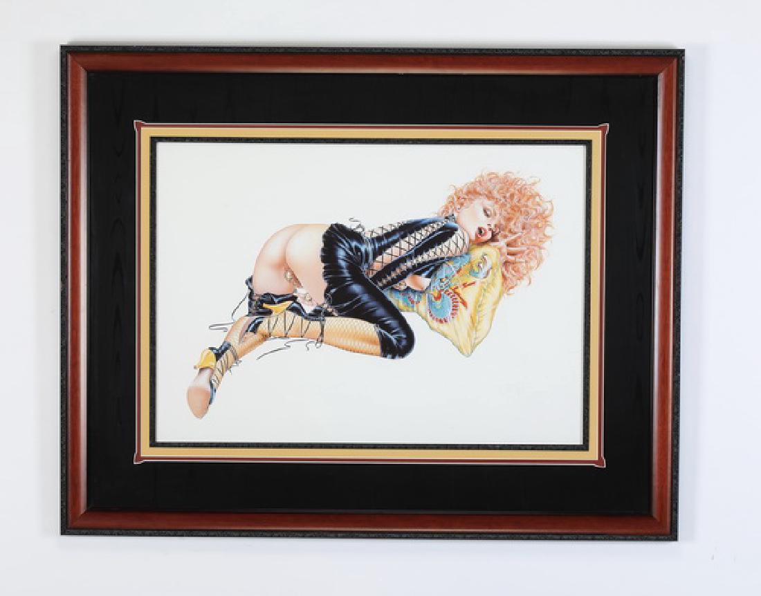 Signed erotic giclee by Olivia, 'Ben Wa Balls': Olivia de Berardinis (American, born 1948), erotic giclee on paper titled 'Ben Wa Balls,' circa 1990, artist signed and numbered 'Olivia 20/100' at lower right, 21"h x 30"w sight of sheet, overall dim