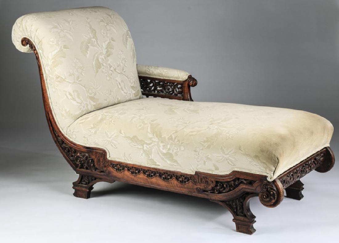 Victorian style upholstered chaise lounge (1 of 4)