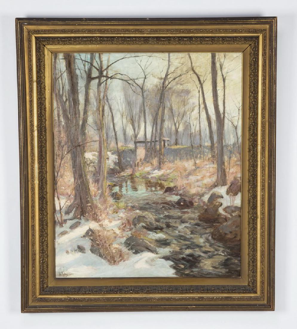 Hal Robinson signed O/c of snowy forest clearing (1 of 4)