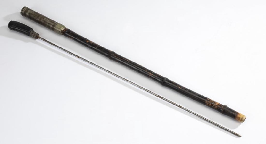 Horn and bamboo sword cane, 28"l (1 of 3)