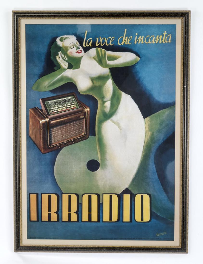 Italian Art Deco style 'Irradio' poster, 57"h (1 of 2)