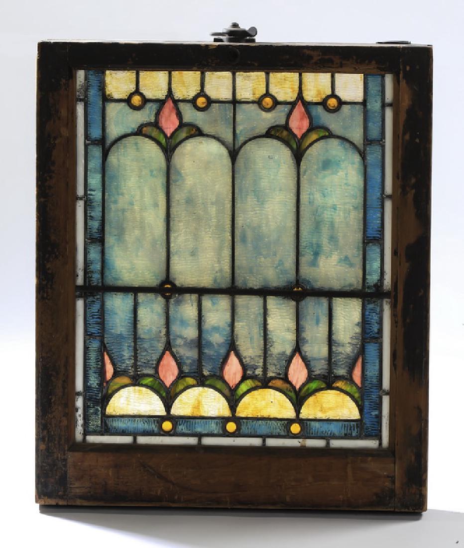 Early 20th c. American stained glass window, 28"h (1 of 1)