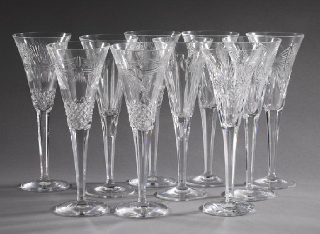 (10) Pcs Waterford Millennium crystal flutes, 9"h (1 of 6)