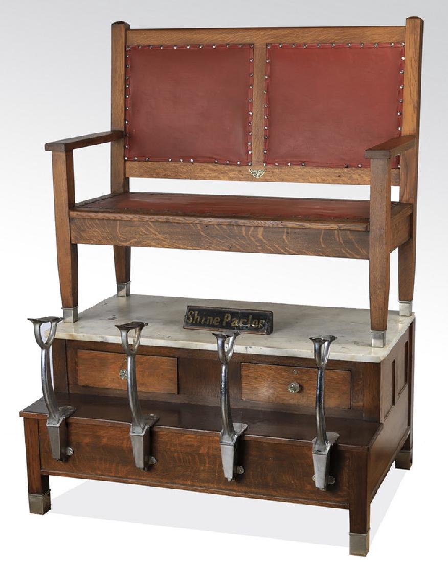 Early 20th c two person Koken shoeshine bench (1 of 7)