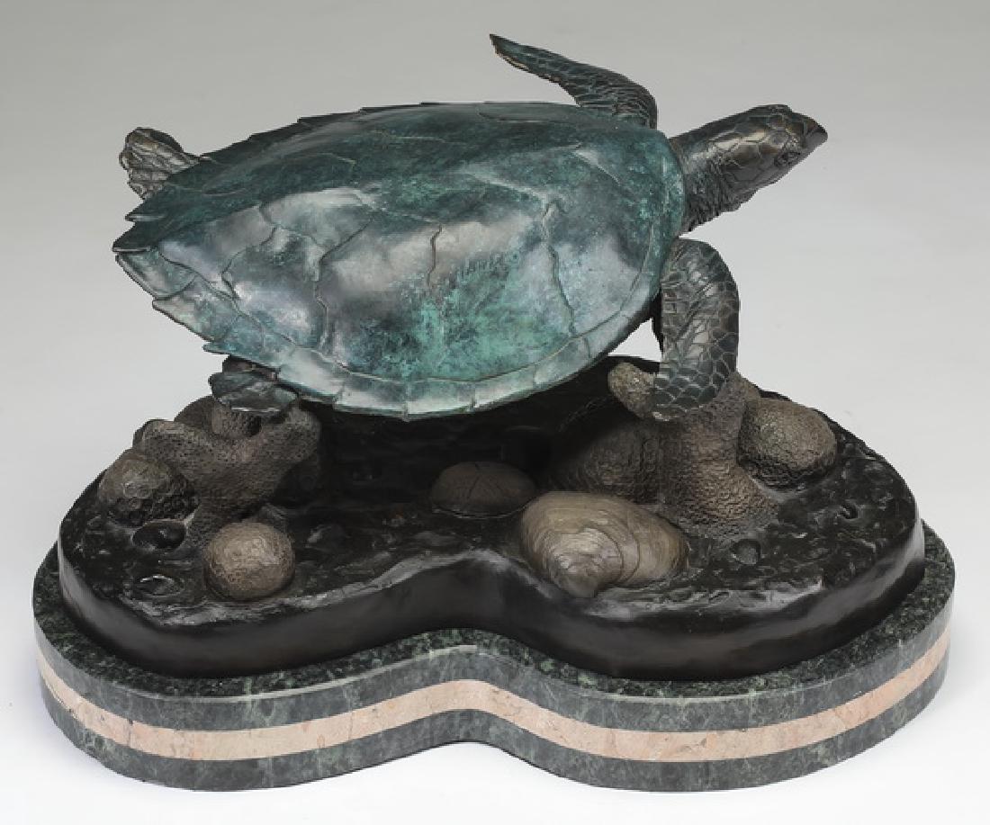 Numbered limited edition sea turtle bronze, 20"l (1 of 4)