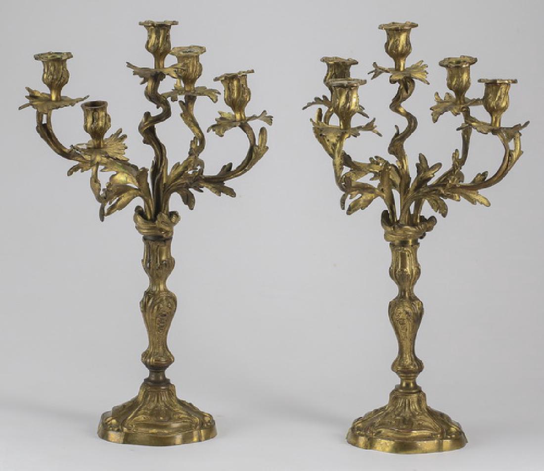 (2) 19th c. gilt bronze candelabra, 21"h (1 of 1)