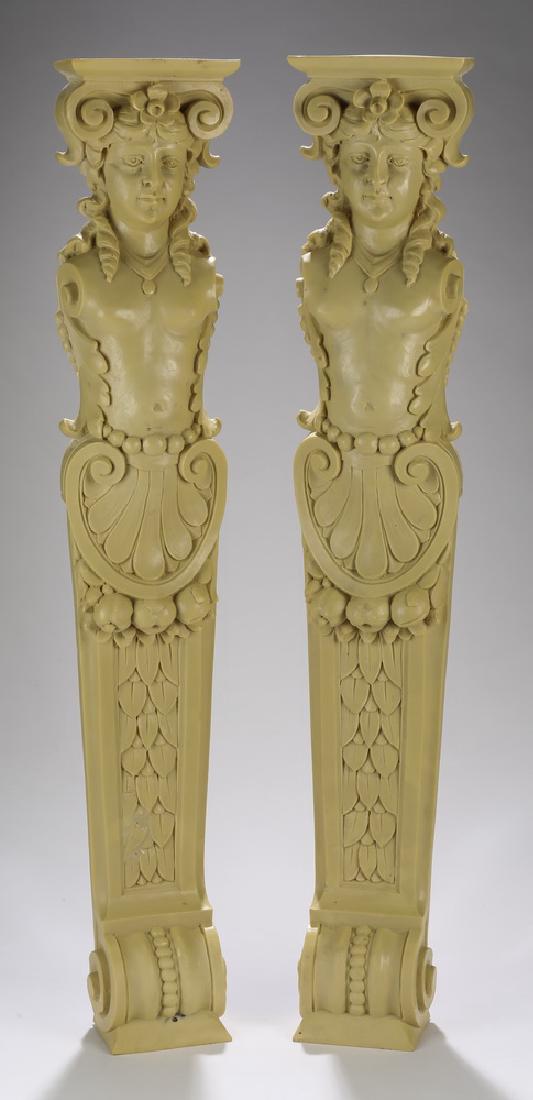 (2) Unfinished cast compositon caryatid pilasters (1 of 2)