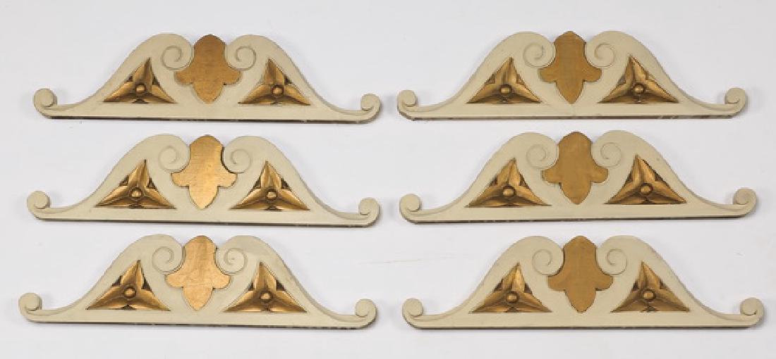 (6) Paint decorated carved wood overdoors, 21"l (1 of 1)