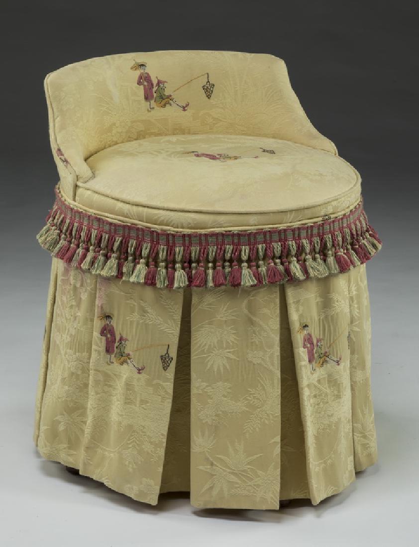 Chinoiserie upholstered vanity stool, 24"h (1 of 4)