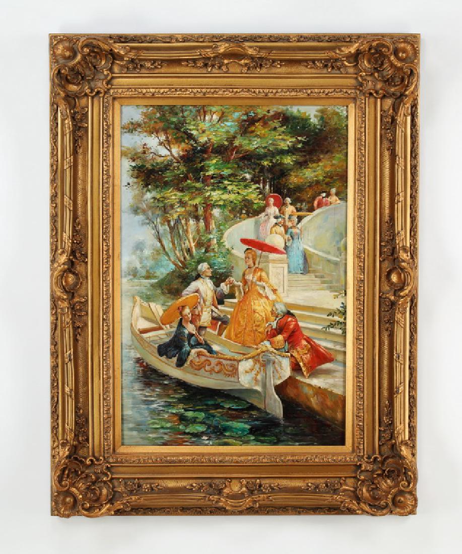 O/c titled 'The Boating Party' after Maurice Leloir (1 of 3)
