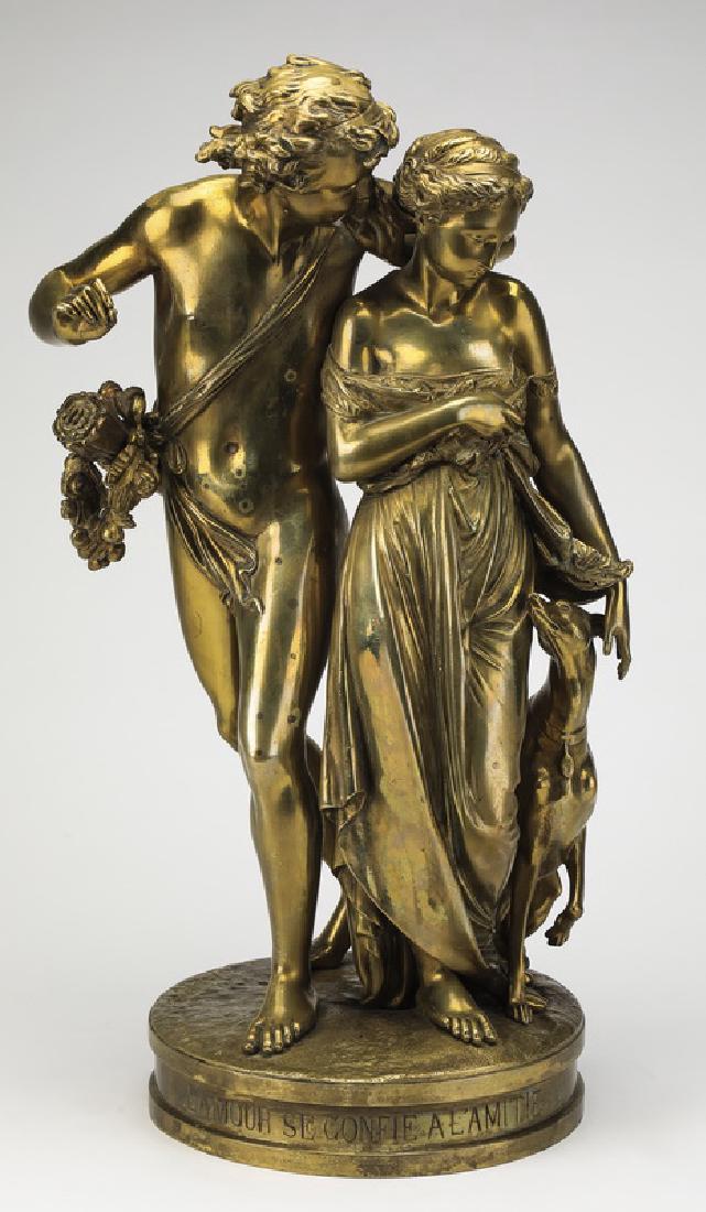 Early 20th c. French bronze sculpture w/ Cupid (1 of 6)