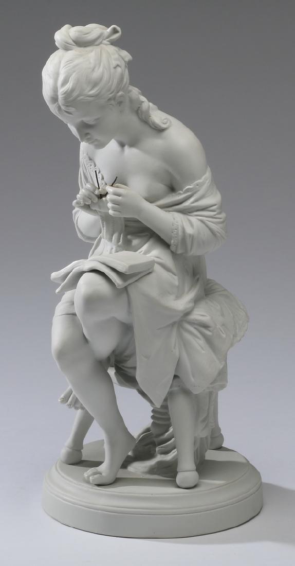 Early 20th c. bisque porcelain figurine, 15"h (1 of 7)