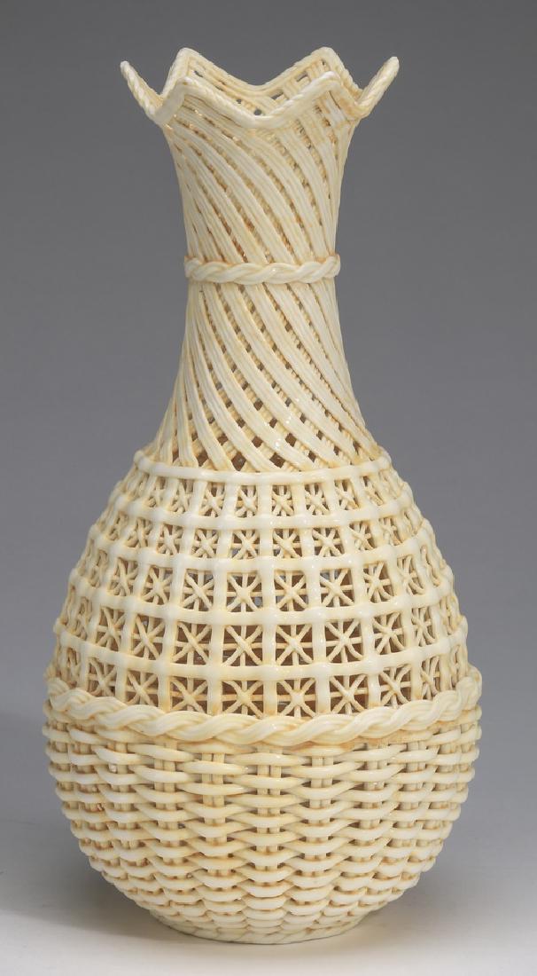 Chinese lattice-form ceramic  vase, 12"h (1 of 6)