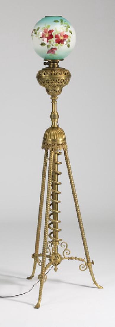 Early 20th c. converted electric lamp, 61"h (1 of 4)