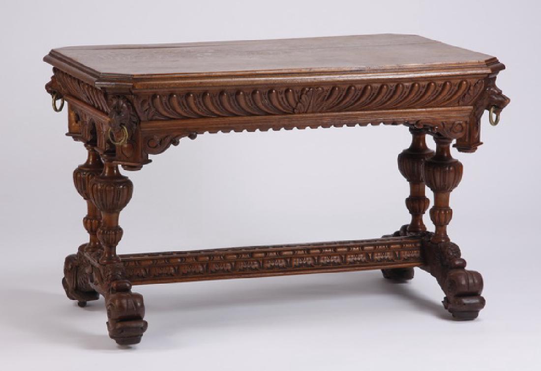 19th c. English carved oak library table (1 of 4)