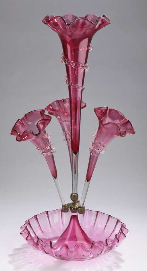 Victorian Cranberry Gl Epergne 22 H