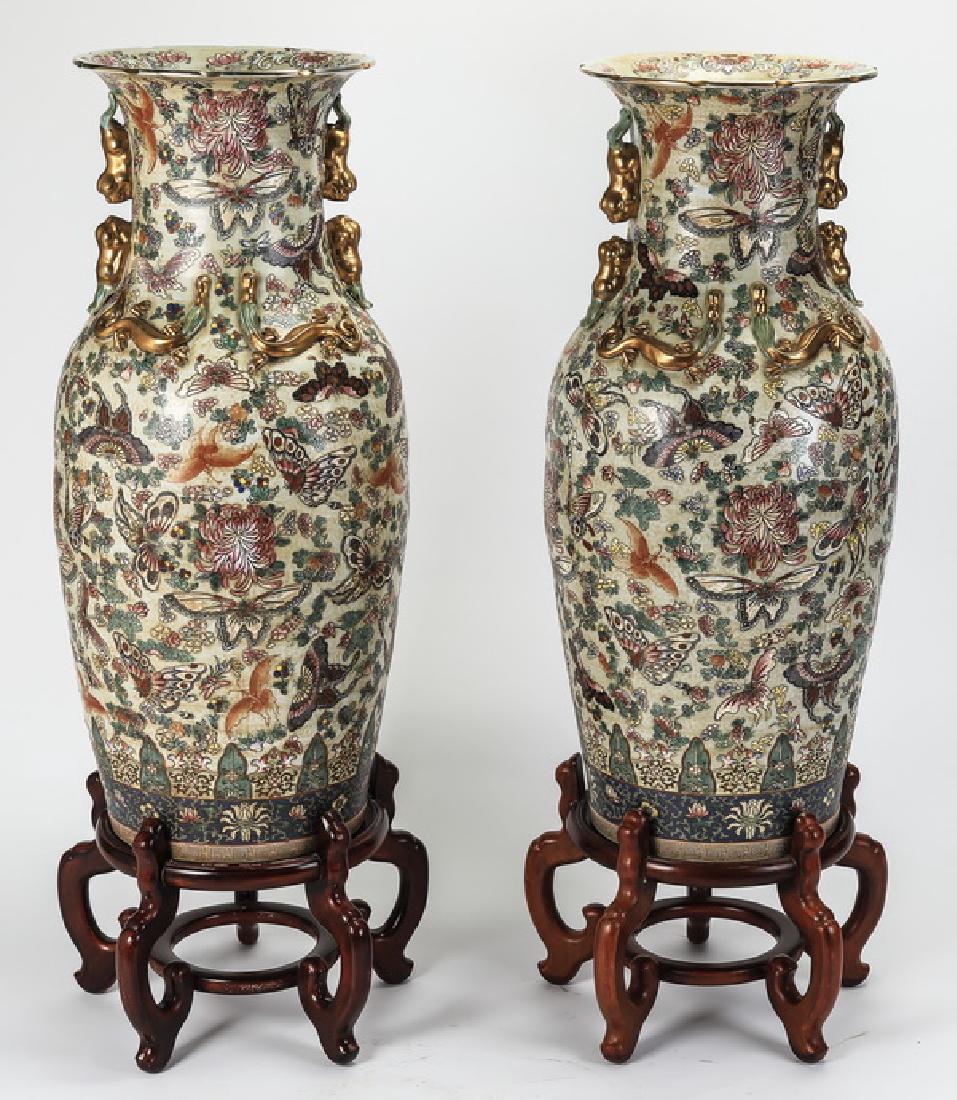 (2) Chinese '100 Butterflies' motif floor vases (1 of 3)