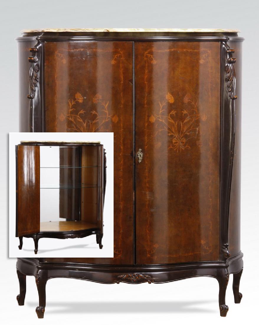 Italian marquetry inlaid marble top cabinet (1 of 3)