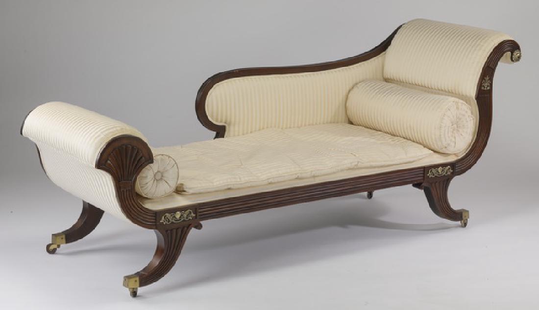 Baker French Empire style silk upholstered chaise (1 of 3)