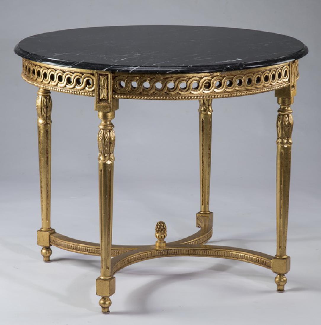 Empire style gilt wood marble top center table (1 of 2)