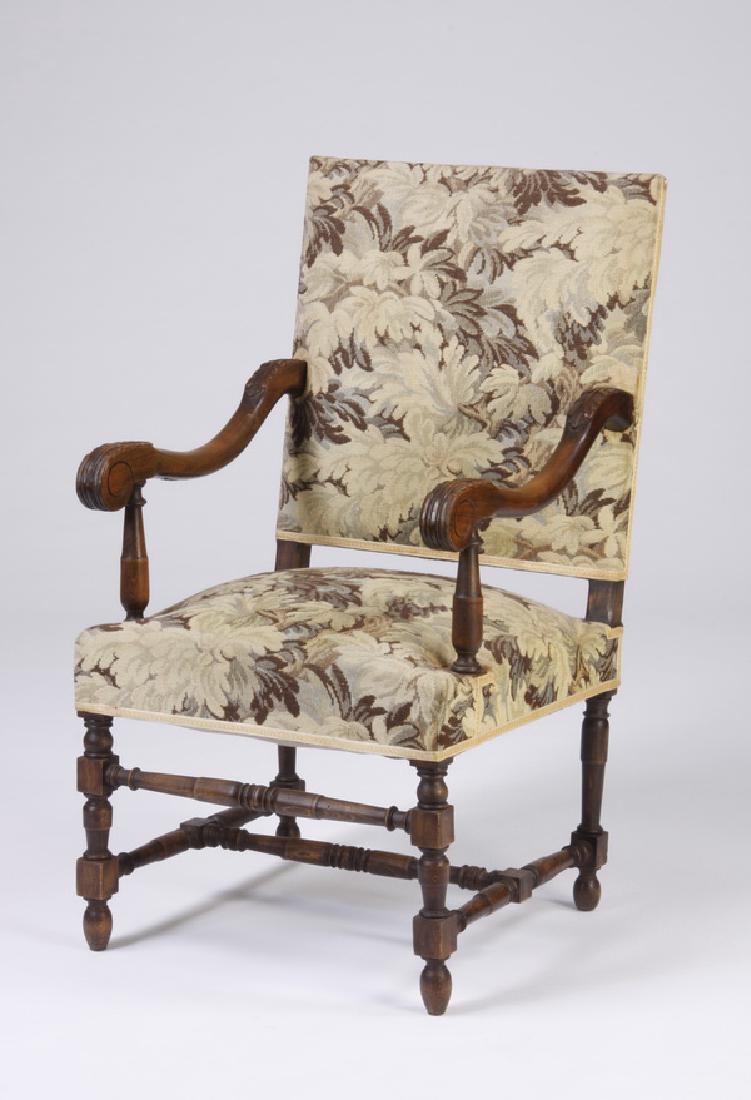 19th c. French Charles X style carved walnut armchair (1 of 2)