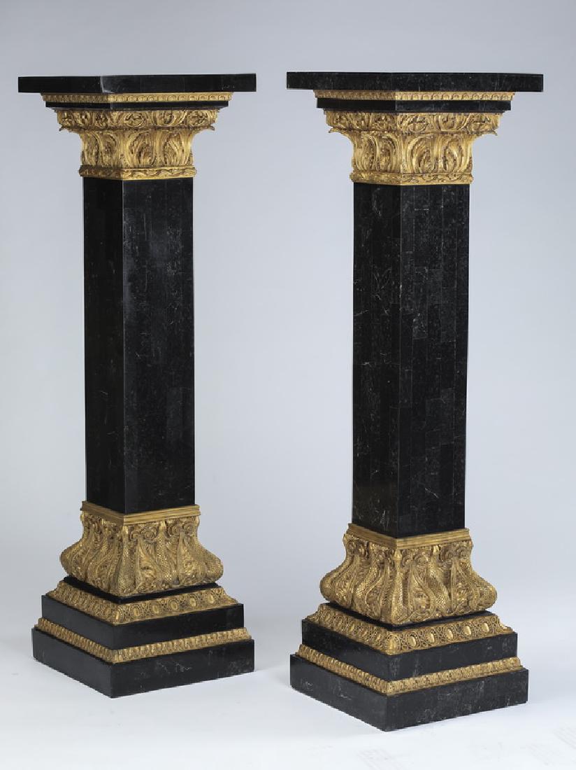 (2)  Black marble & gilt pedestals, 54"h (1 of 2)