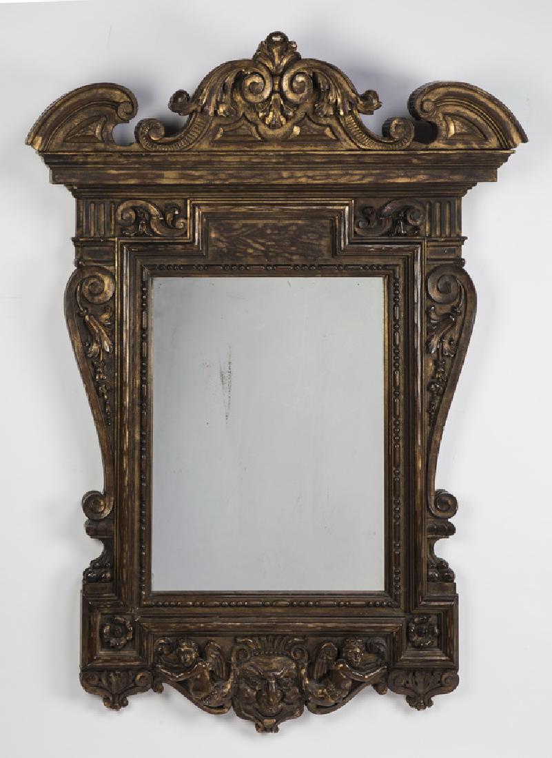 Early 20th c. carved & parcel gilt mirror w/ putti (1 of 1)