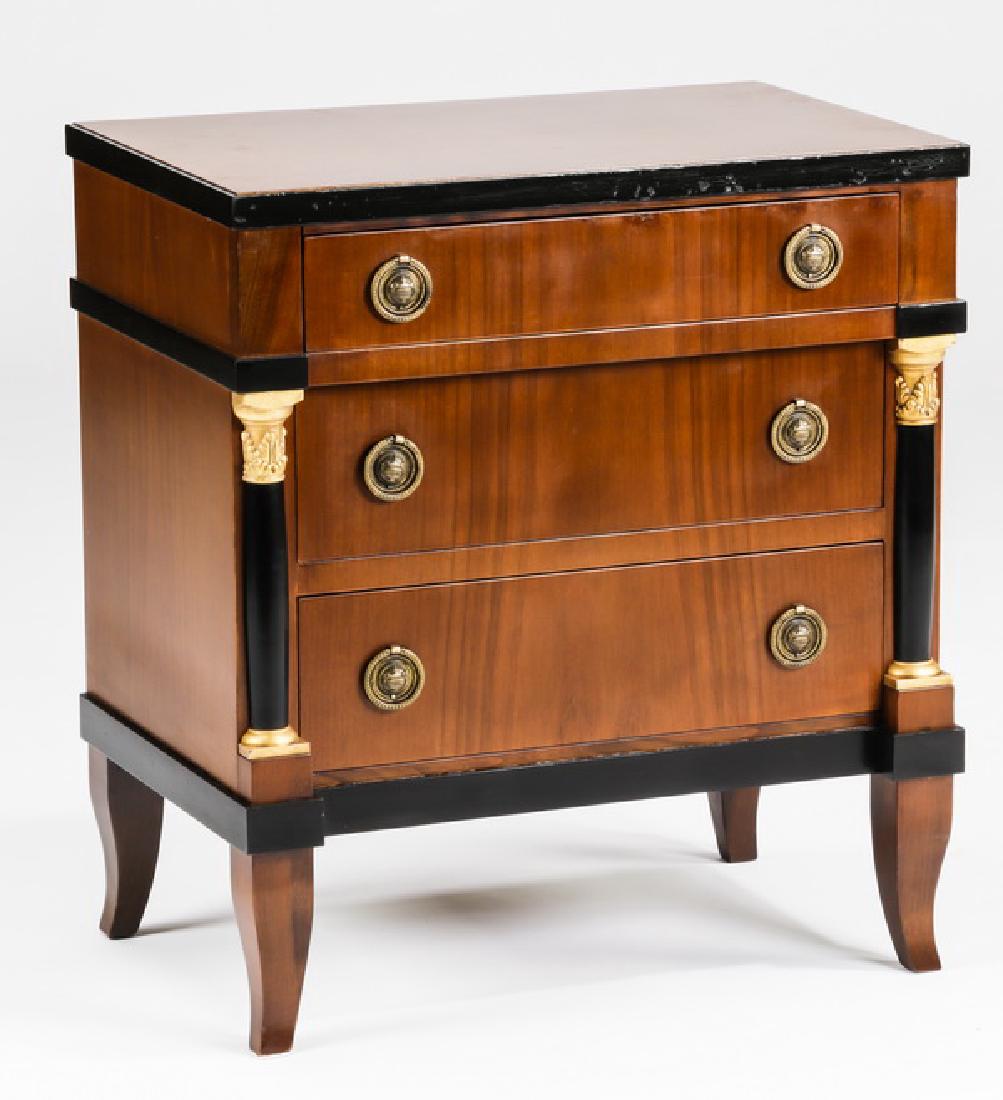 Petite Empire style 3-drawer mahogany chest, 26"h (1 of 3)