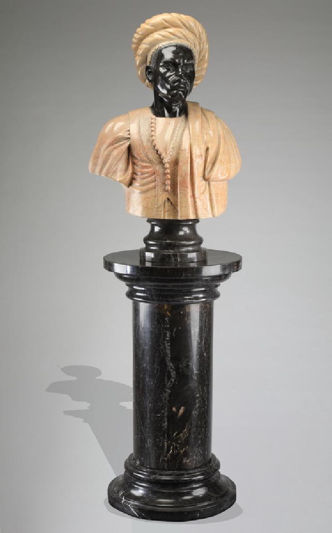 After Cordier 'The Algerian' marble bust on pedastal (1 of 7)