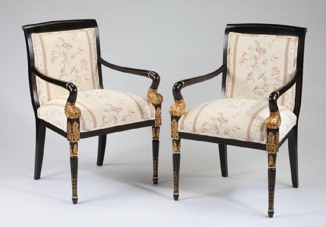 (2) Empire style ebonized armchairs (1 of 2)