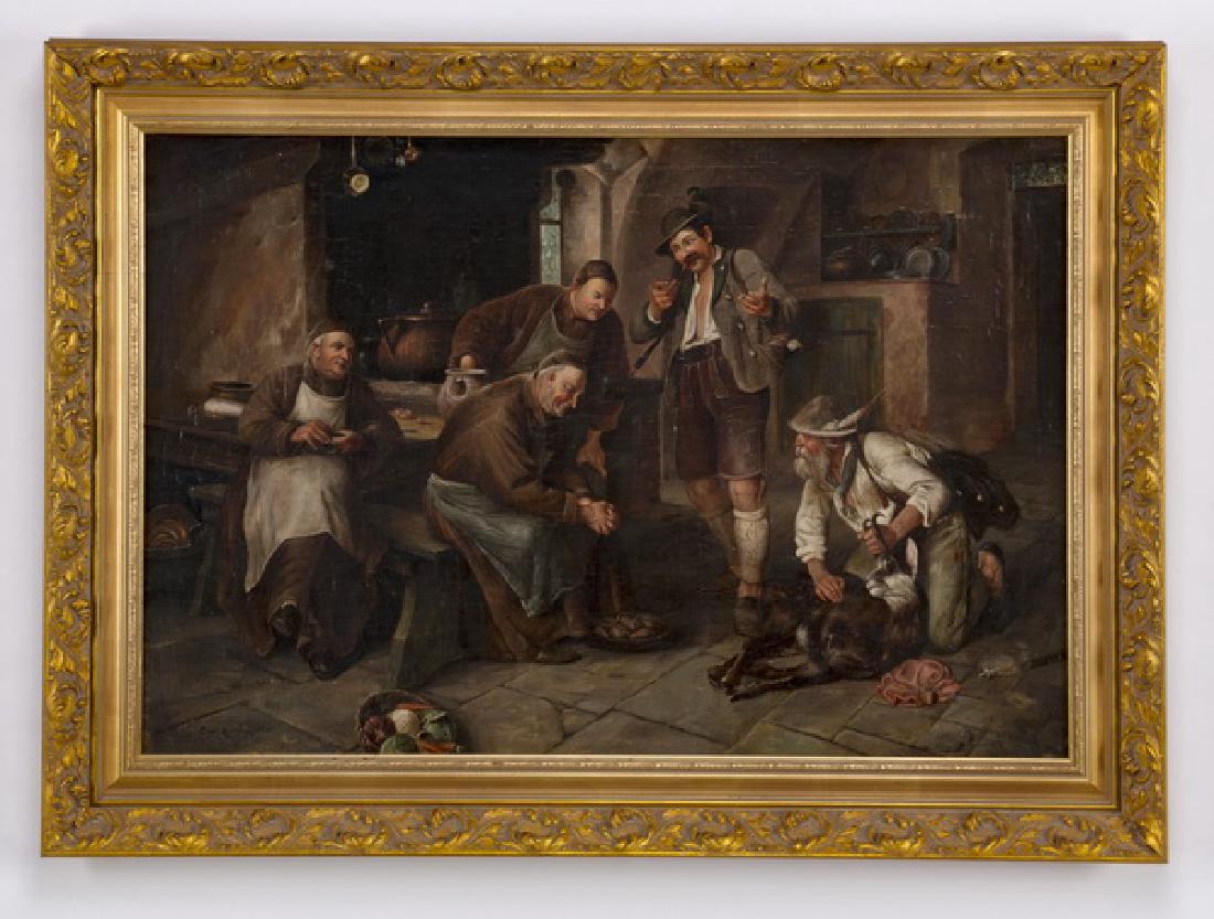 Carl Richter signed O/c of three monks & goatherders (1 of 5)