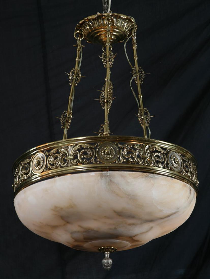Early 20th c. bronze and alabaster chandelier (1 of 1)