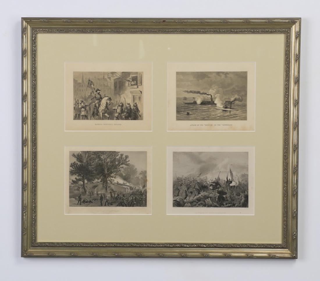 Framed etchings of Civil War scenes, 27"w (1 of 6)