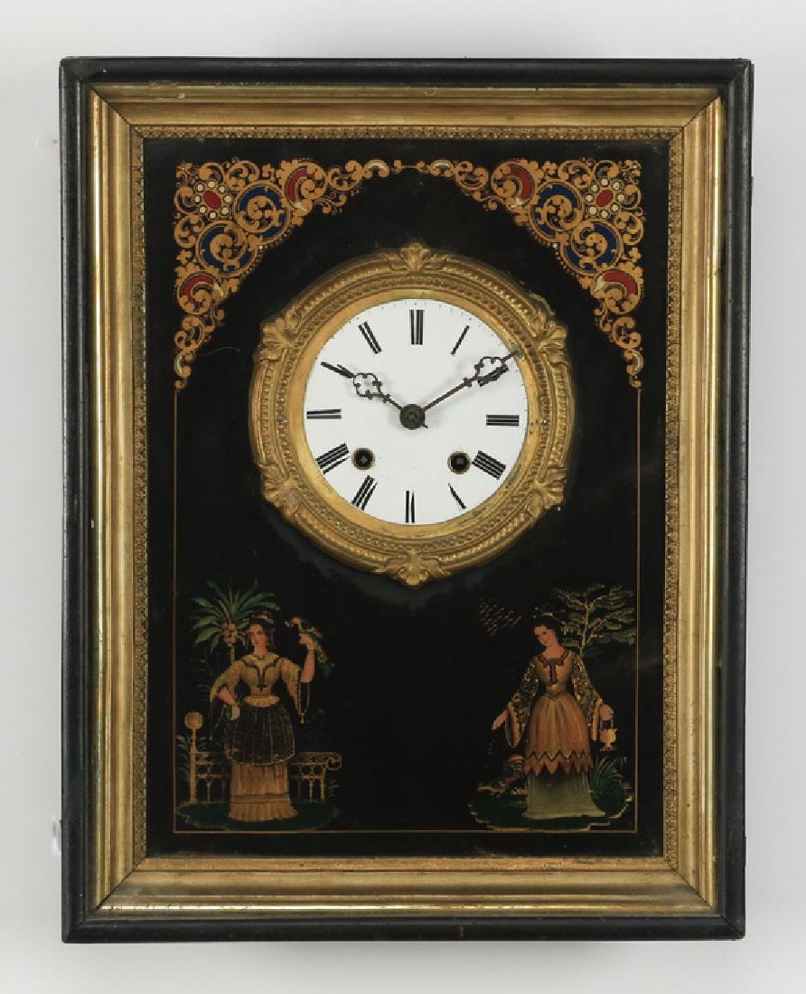19th c. French picture frame clock, 19"h (1 of 6)