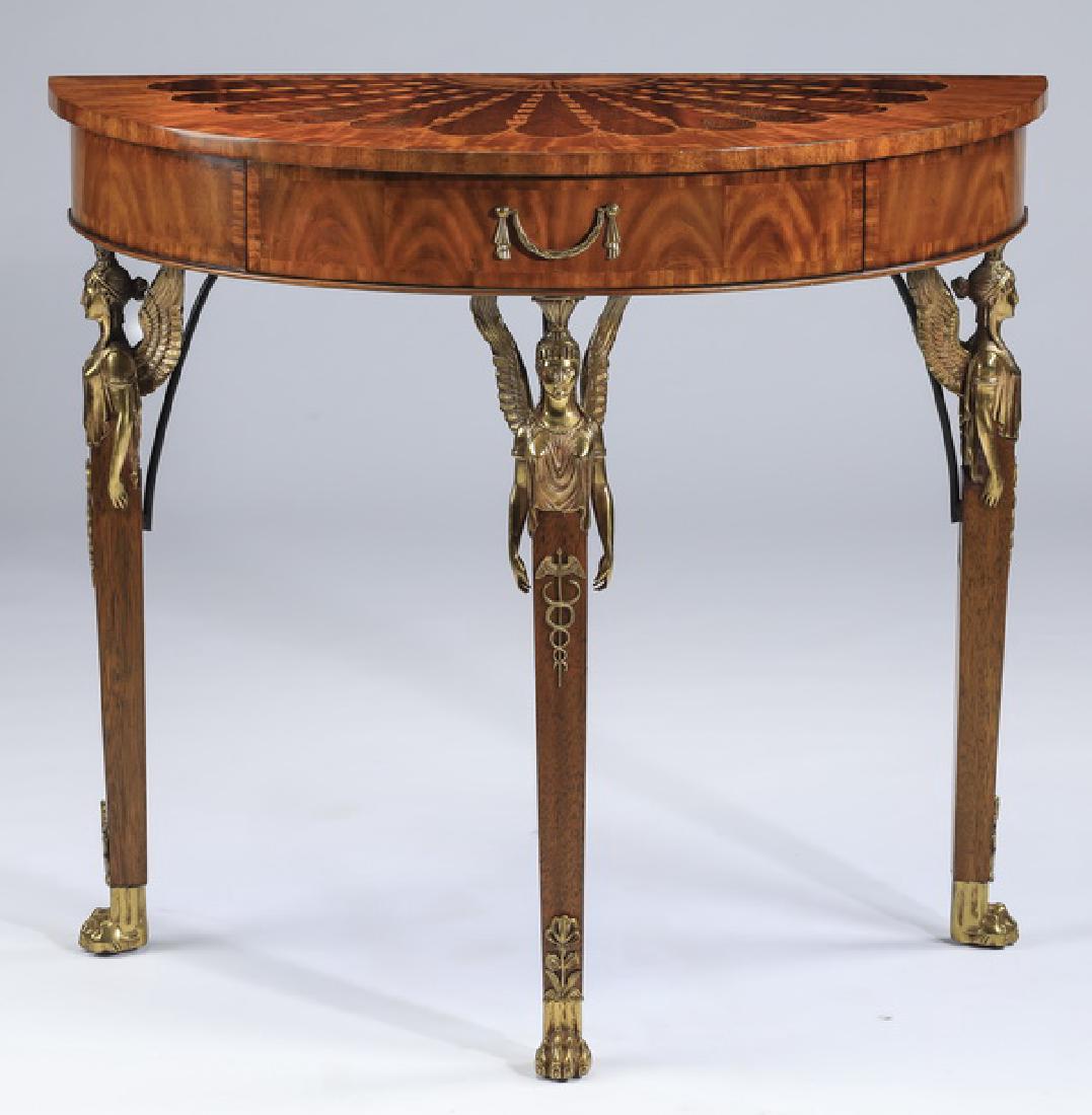 Maitland Smith marquetry inlaid demi-lune console (1 of 3)