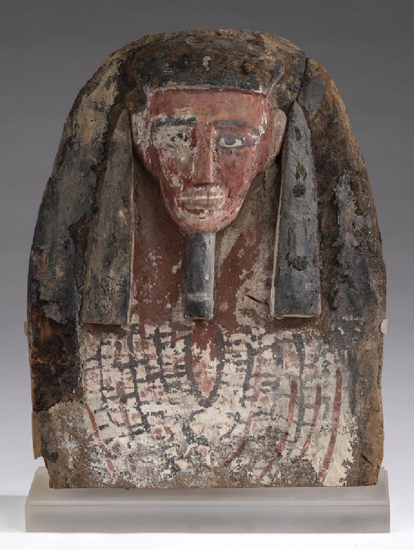 Ancient Egyptian carved wood mummy mask (1 of 3)