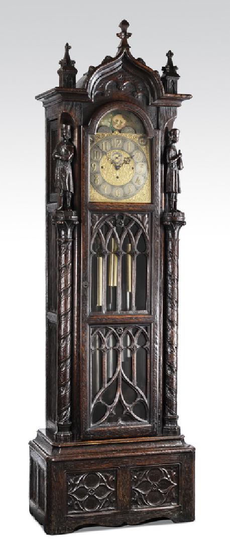 19th c. French Gothic Revival tall case clock (1 of 11)