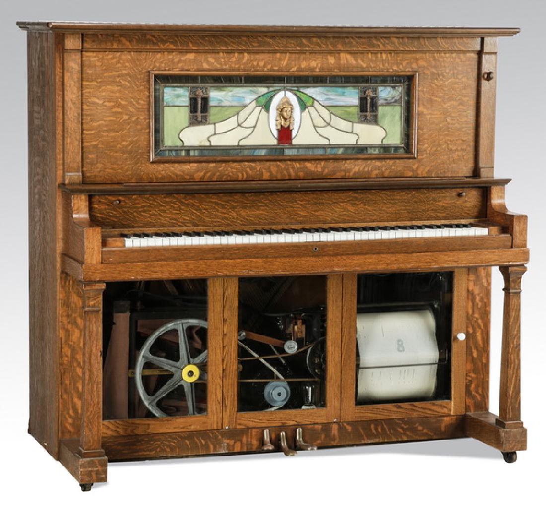 Early 20th c. American oak, stained glass Nickelodeon (1 of 3)