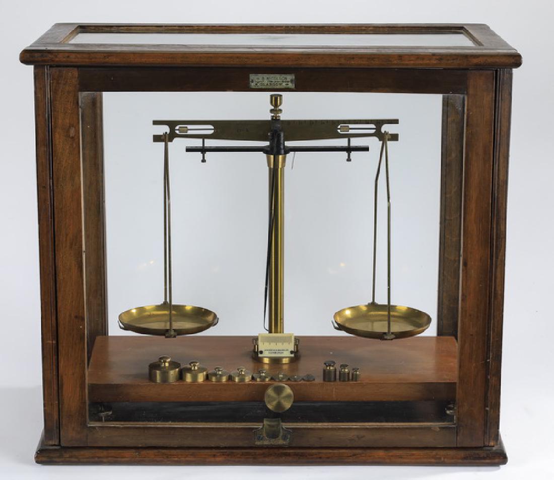 Scottish brass apothecary scales w/weights in case (1 of 6)