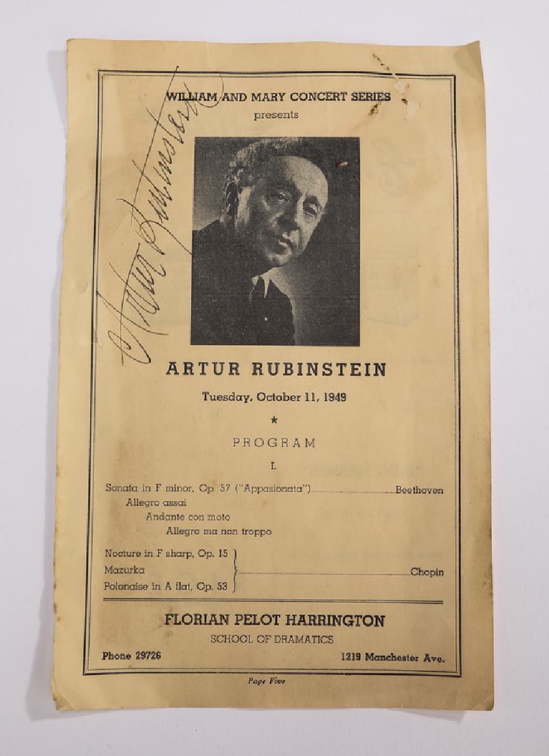 1949 Artur Rubinstein authographed program page (1 of 3)