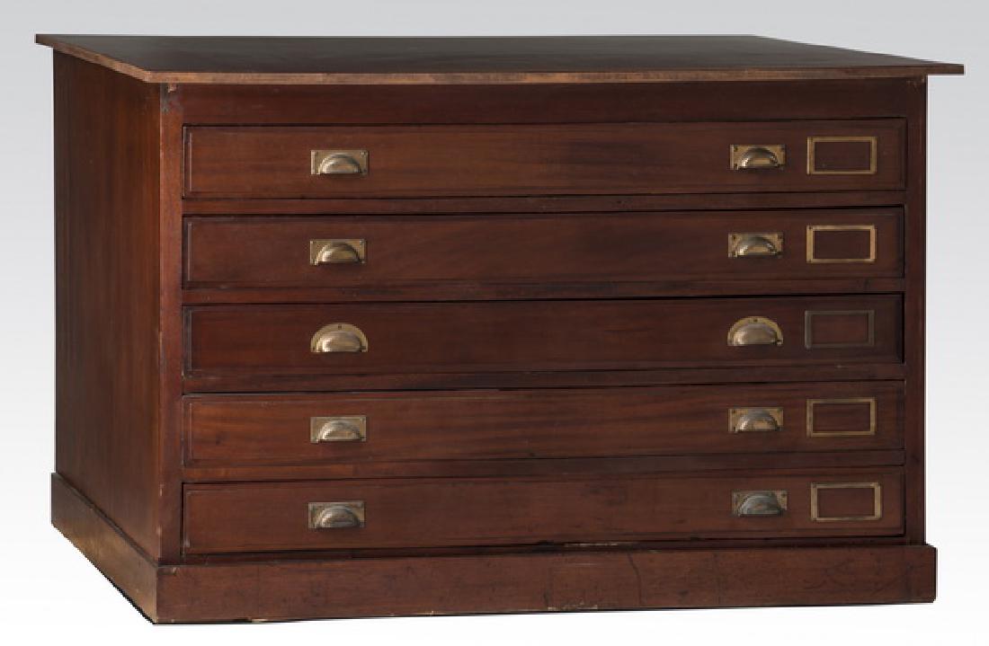 Early 20th c. mahogany map cabinet w/ 5 drawers (1 of 2)