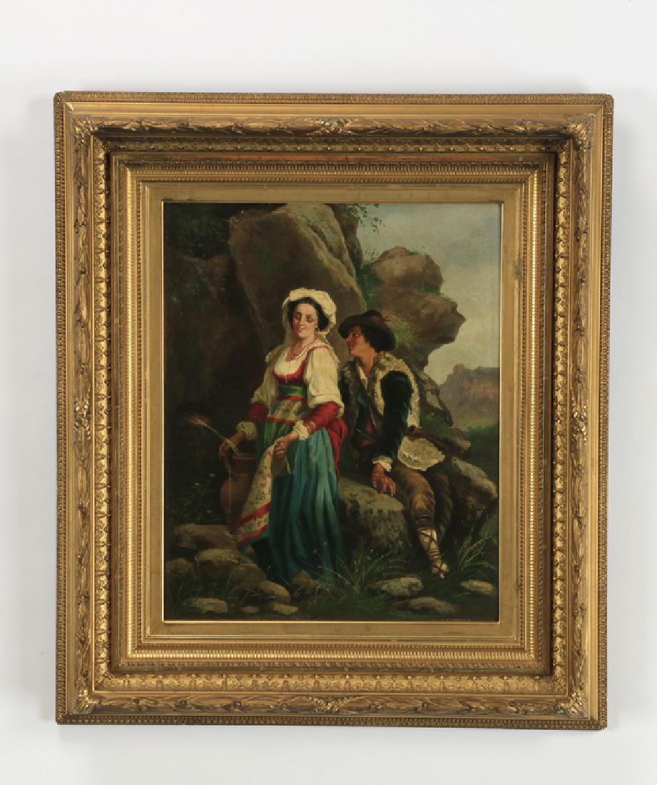 19th c. O/c of Italian genre scene, 24"h (1 of 3)